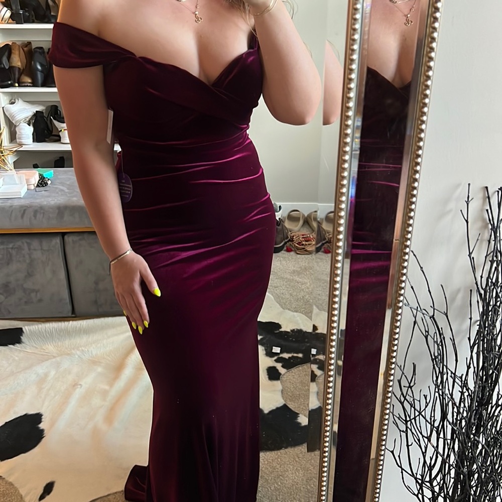 Maroon velvet dress